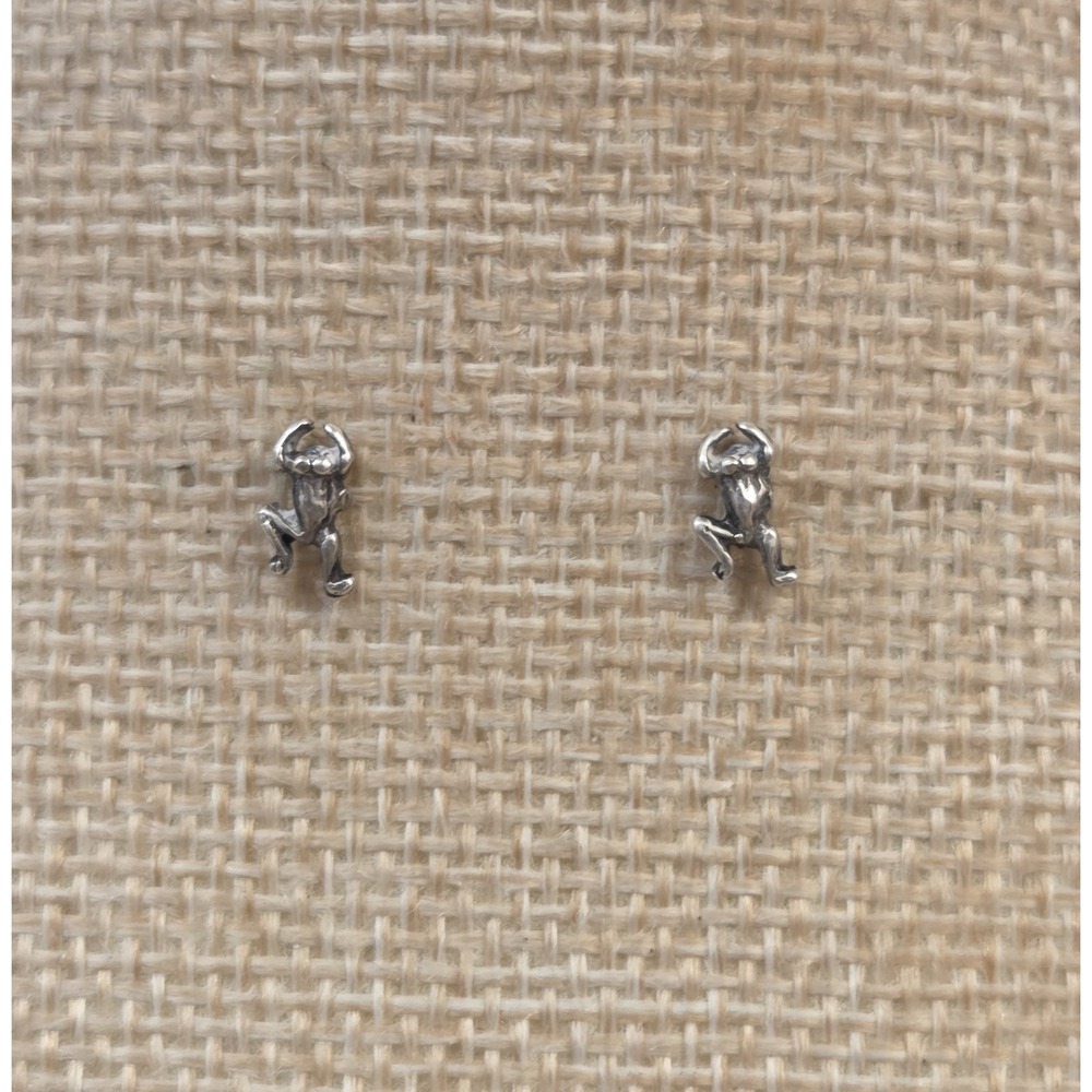 Unique Vintage Sterling Silver Climbing Tree Frog Stud Earrings